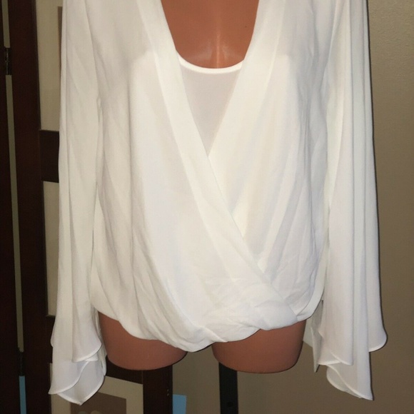 BCBGMaxAzria White Wrap Blouse - Picture 2 of 6